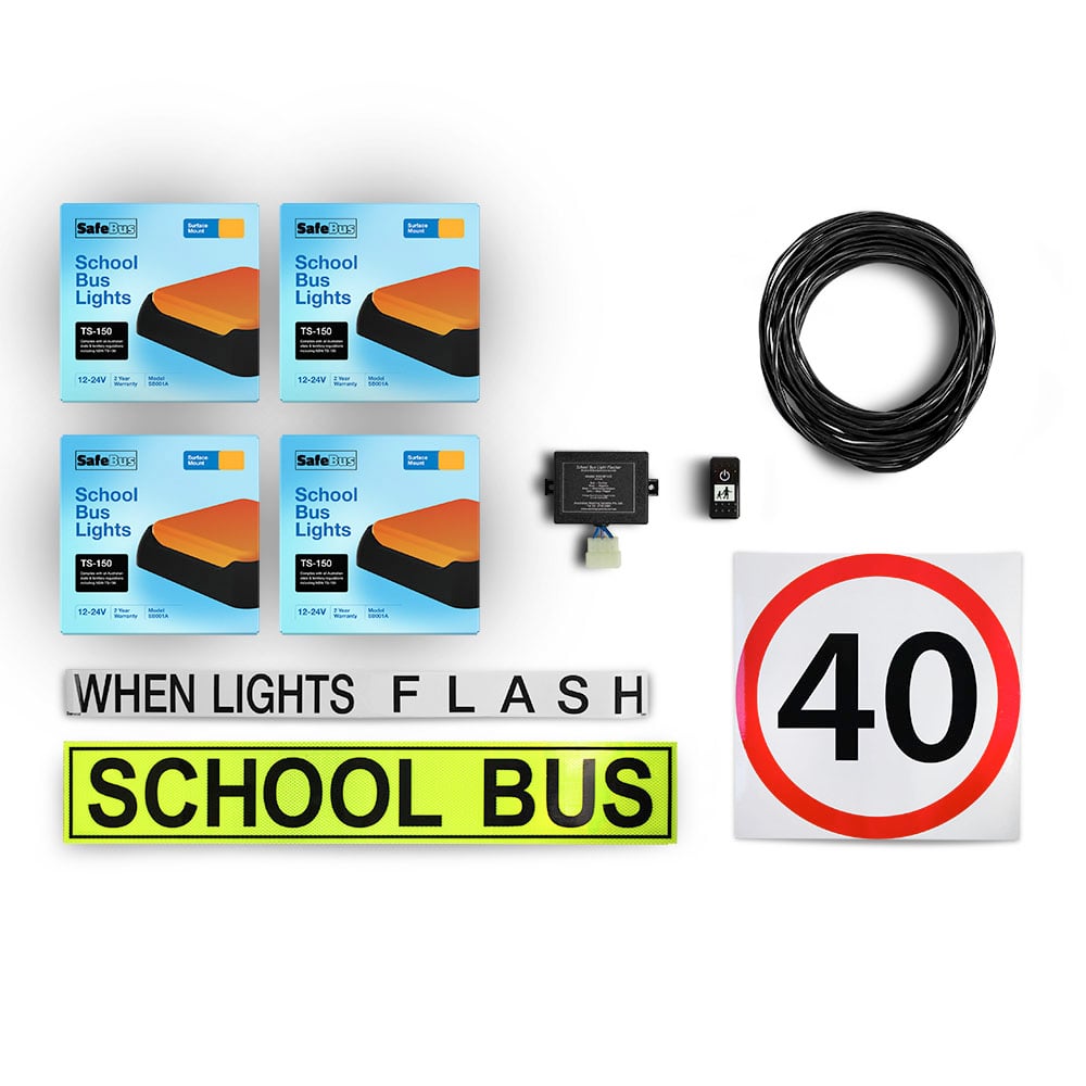 TAS school bus light kit with Safebus SB001A lights & signage